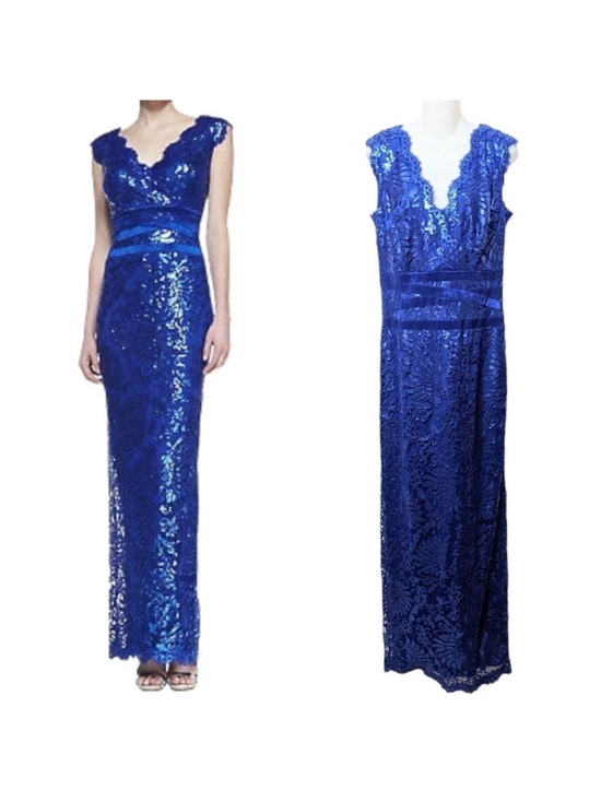 Tadashi Shoji Dresses & Skirts - TADASHI SHOJI Paillette Embroidered Lace Banded Waist V-Neck Gown 14